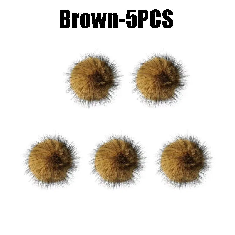 Rabbit Fur Cat Toy Ball – Silent Interactive Indoor Cat Toy Cat Toy Ball PLUSH Brown 5PCS