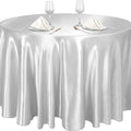 Round Satin Tablecloth – Imitation Silk Wedding Table Cover Satin Tablecloth PLUSH Silver-228cm