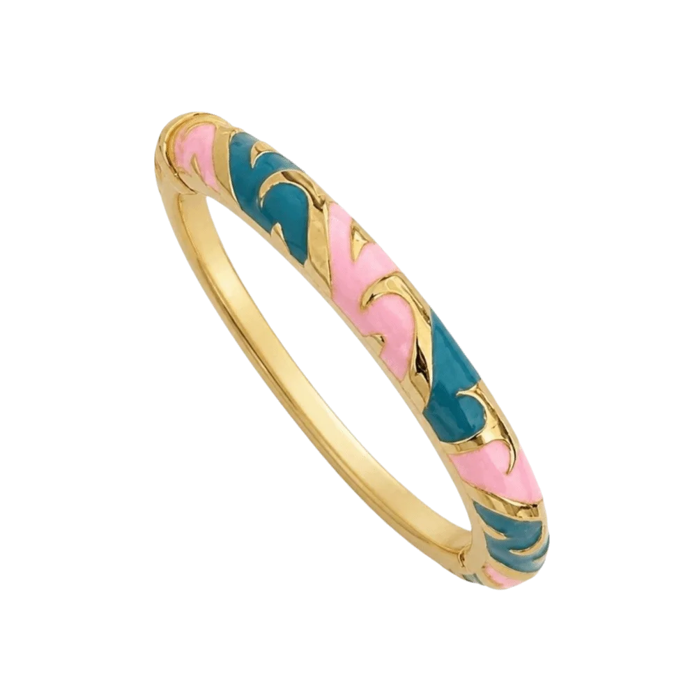 Vintage Cloisonne Enamel Open Cuff Bangle Bracelet for Women Enamel Cuff Bangle PLUSH Colorful Pink