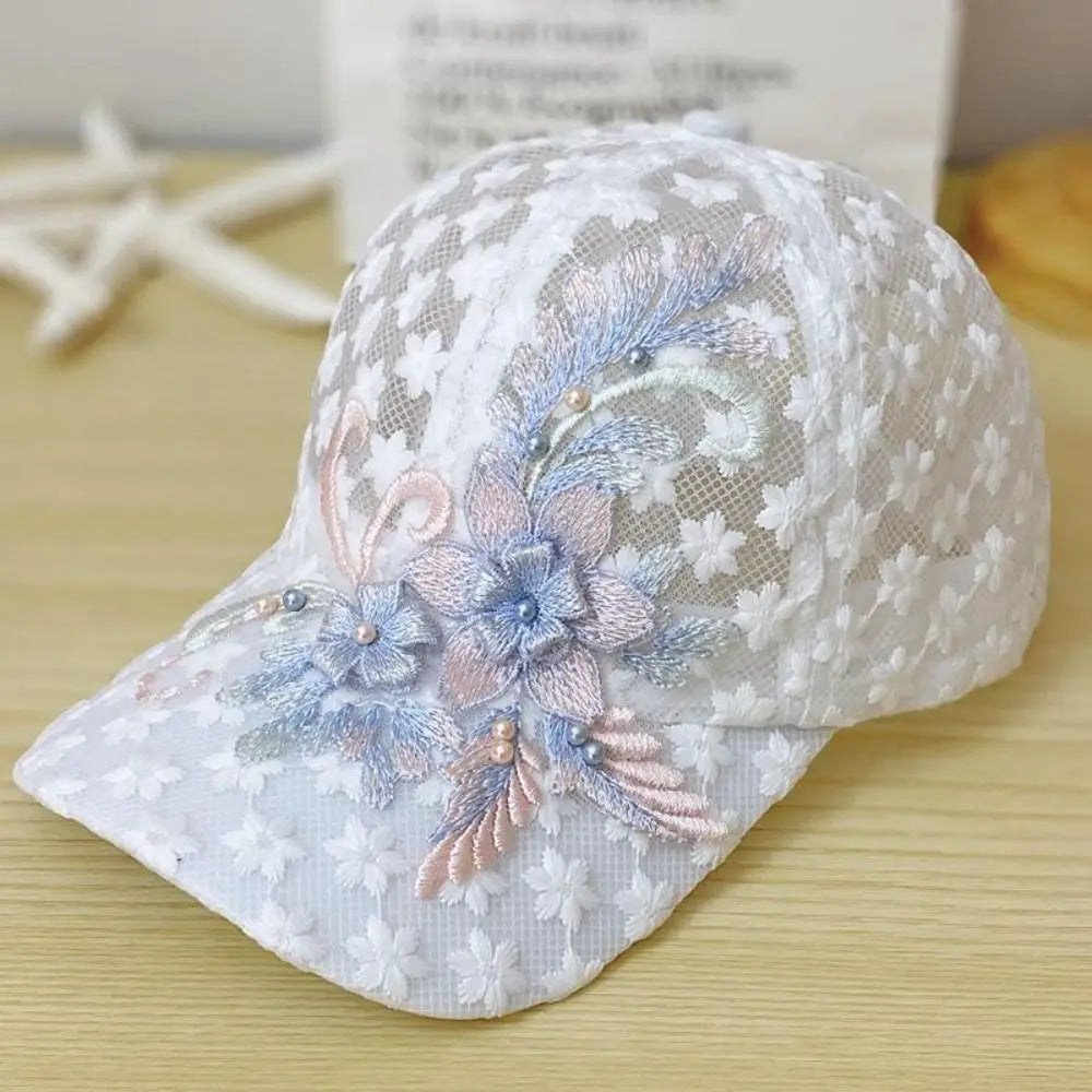 Women's Breathable Floral Lace Baseball Cap – Quick-Dry Hat Women's Baseball Cap PLUSH style A