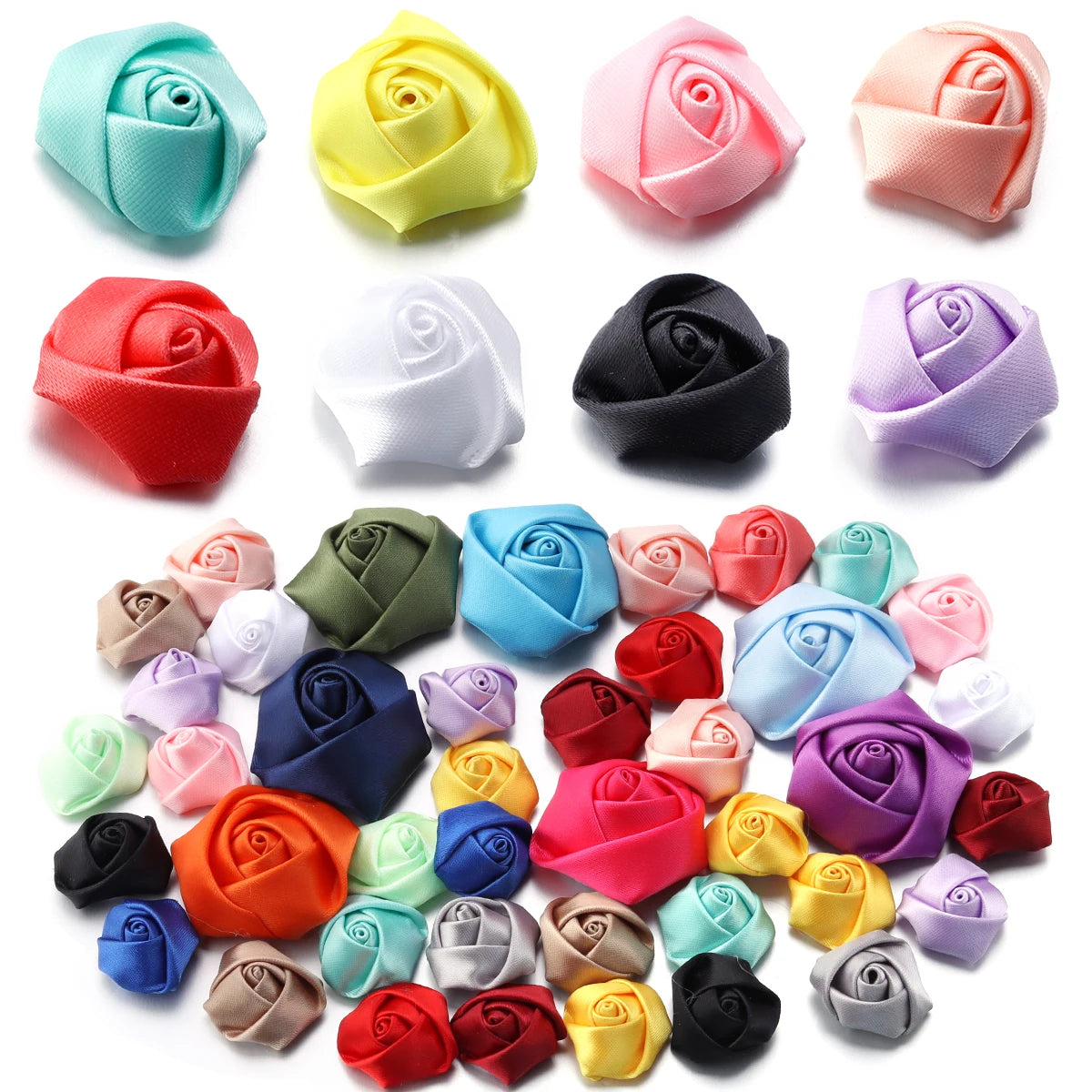20pcs Mini Ribbon Rose Rosettes for DIY Hair Accessories & Crafts Hair Accessory Embellishments PLUSH