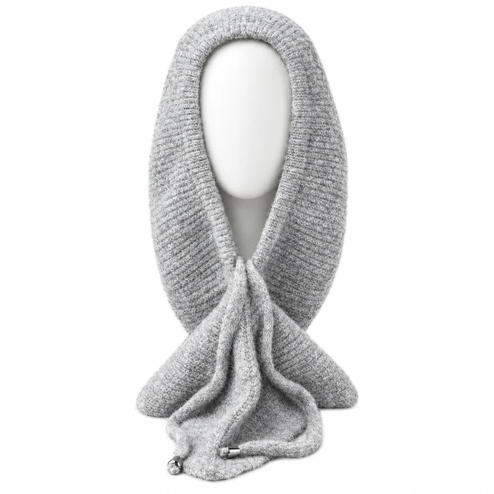 Winter Balaclava Beanie Hat – Knit Scarf Cap with Ear Cover Balaclava Beanie Hat PLUSH Grey