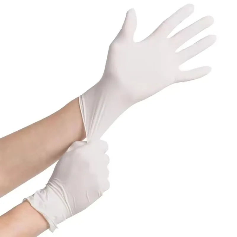 White Nitrile Disposable Gloves 10–100pcs | Food Safe Disposable Nitrile Gloves PLUSH