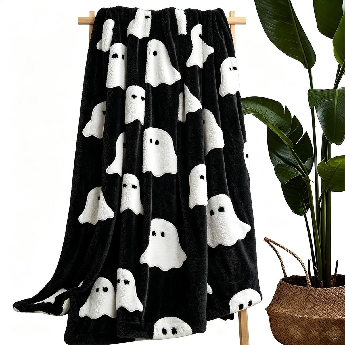 Halloween Pumpkin Ghost Flannel Throw Blanket – Festive Decor Halloween Throw Blanket PLUSH