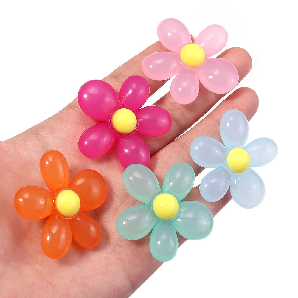 10pcs Sunflower Acrylic Beads 39x40mm | DIY Jewelry Making Acrylic Flower Beads PLUSH
