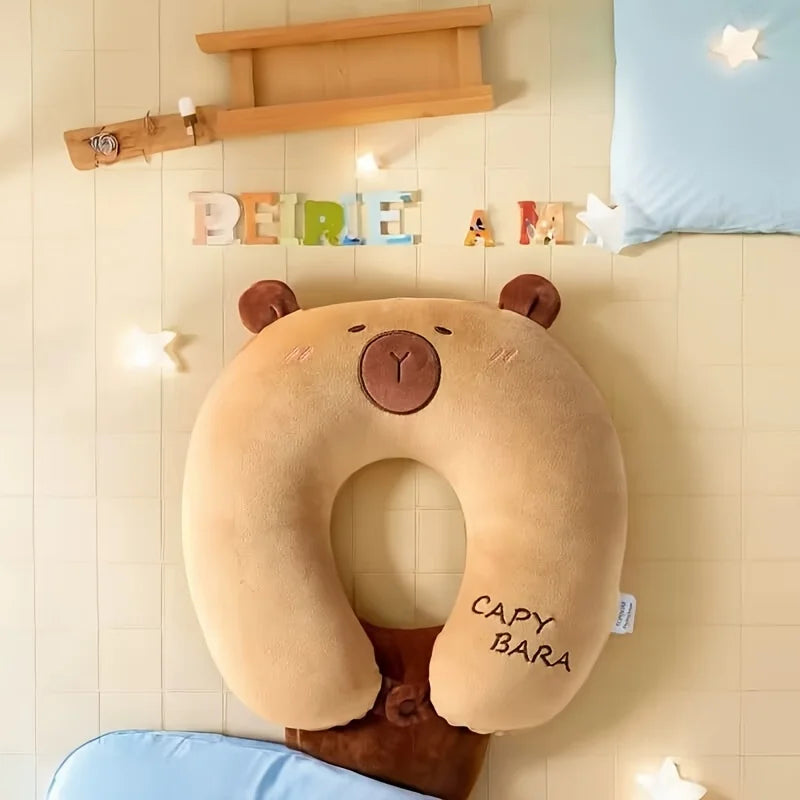 Capybara U-Shaped Neck Pillow – Travel, Office & Car Nap Travel Neck Pillow PLUSH