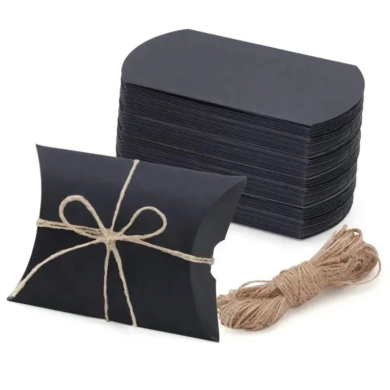 50pcs Kraft Paper Pillow Candy Boxes with Hemp Rope | Party Favors Party Favor Boxes PLUSH