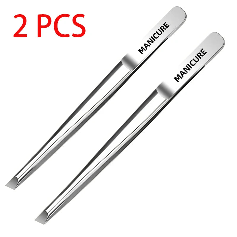 2pcs Stainless Steel Eyebrow & Eyelash Tweezers Applicator Set Eyebrow Tweezers PLUSH 2 pcs