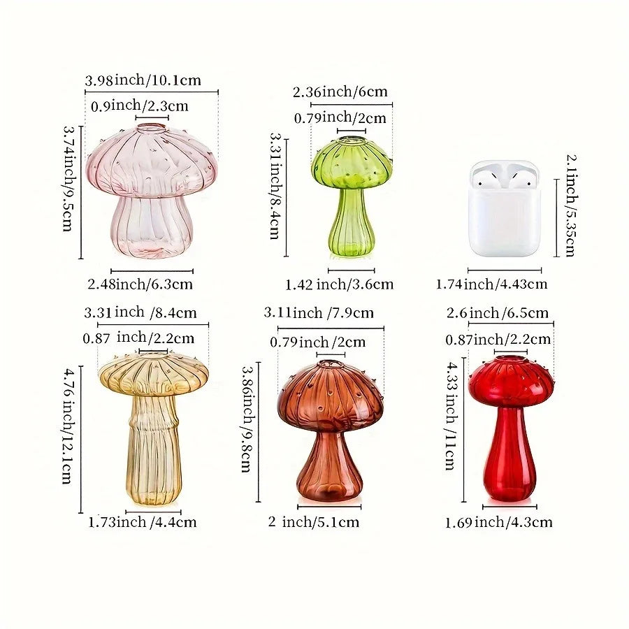 Transparent Glass Mushroom Vase – Hydroponic Planter Decorative Glass Vase PLUSH