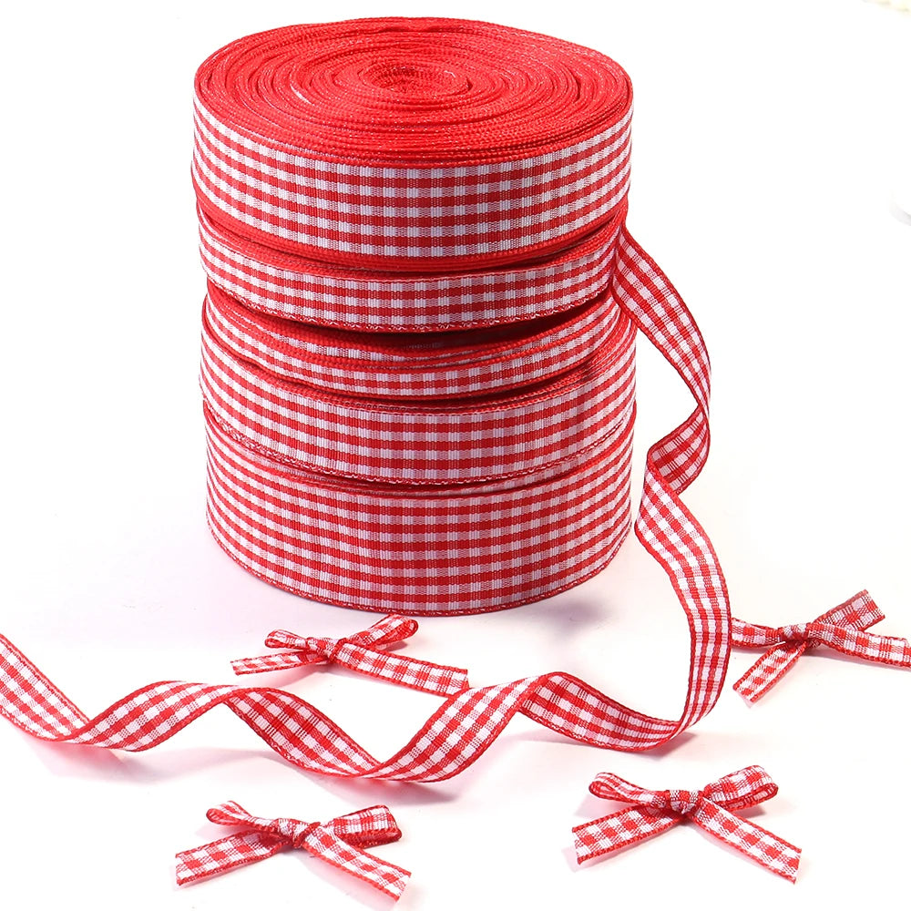 10 Yards Gingham Polyester Ribbon Tape – DIY Gift Wrapping Craft Ribbon Tape PLUSH
