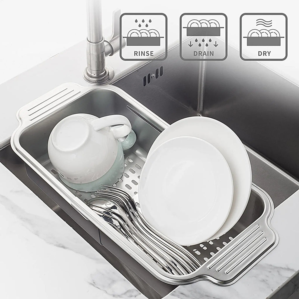 Adjustable Stainless Steel Sink Drying Rack & Dish Drainer Sink Drying Rack PLUSH
