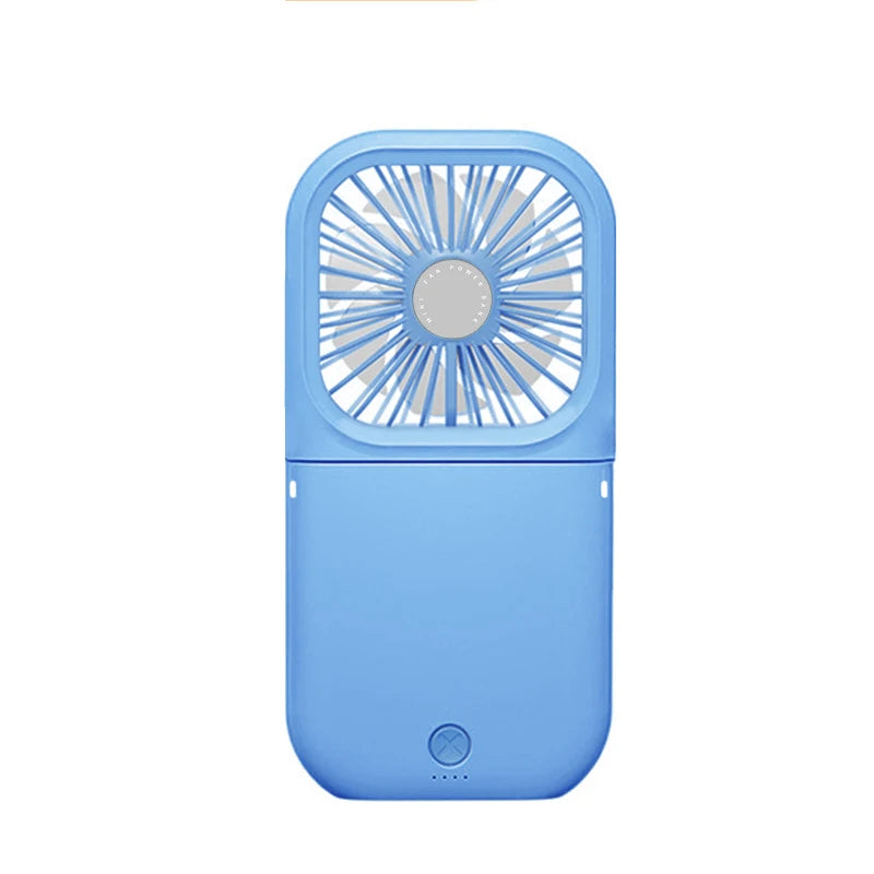 Foldable Handheld Neck Fan – USB Rechargeable 1200mAh Portable Neck Fan PLUSH Blue