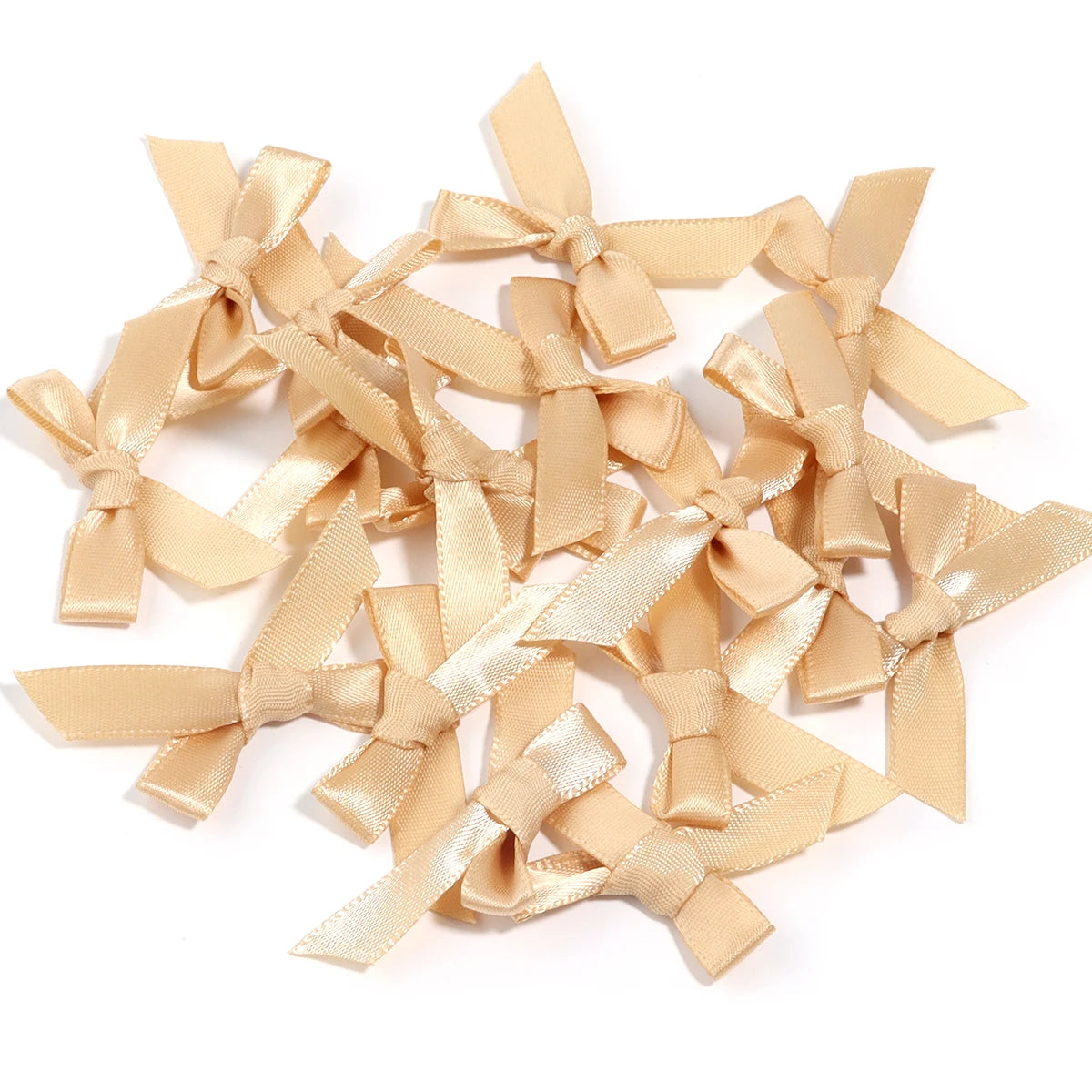 50pcs Satin Ribbon Bows 3.5x4cm – Multicolor DIY Decoration Ribbon Bows PLUSH Light Brown 3.5x4cm