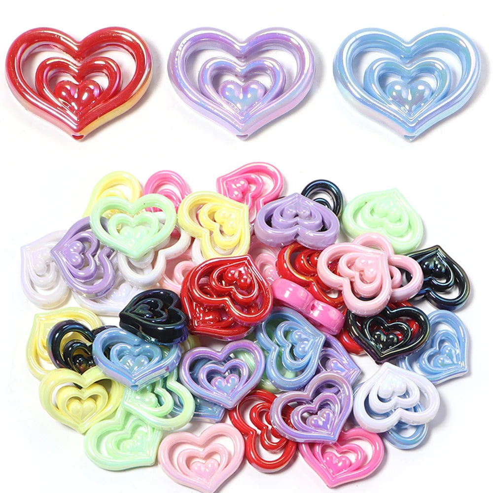 5pcs AB Hollow Heart Acrylic Spacer Beads – DIY Jewelry Making Acrylic Spacer Beads PLUSH