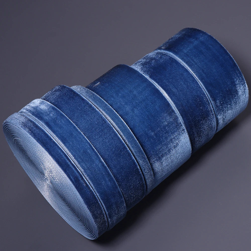 Deep Blue Flocking Ribbon 10 Yards | 6–38mm DIY Craft Décor Flocking Craft Ribbon PLUSH