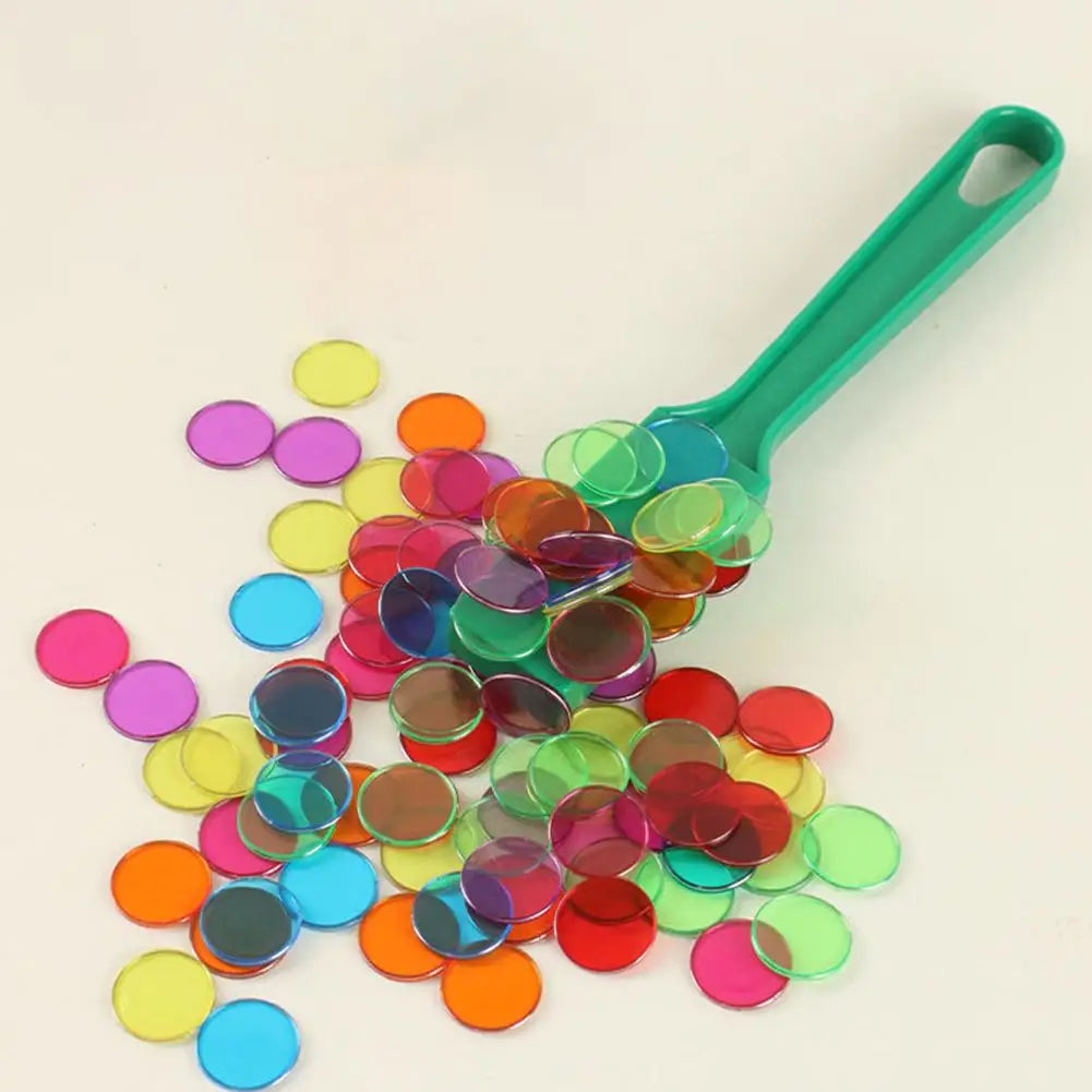 Montessori Magnetic Bingo Chips & Wand Set – 100pc Color Sort Educational Game Set PLUSH