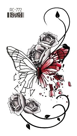 Pink Butterfly Temporary Tattoo Sticker – Waterproof Body Art