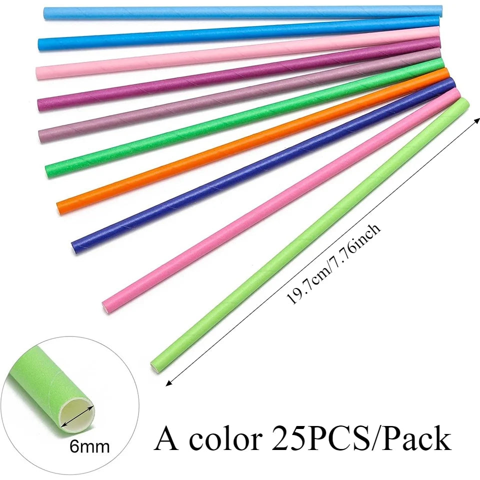 Solid Color Disposable Paper Straws 25/50/100pcs | Party Events Disposable Paper Straws PLUSH