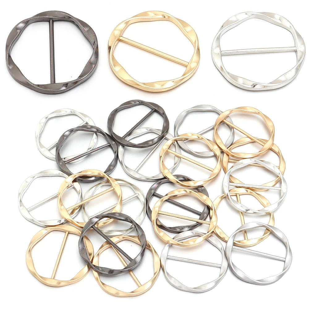 5pcs Alloy Twisted Round Scarf Ring Buckles | Garment Fasteners Garment Ring Buckle PLUSH