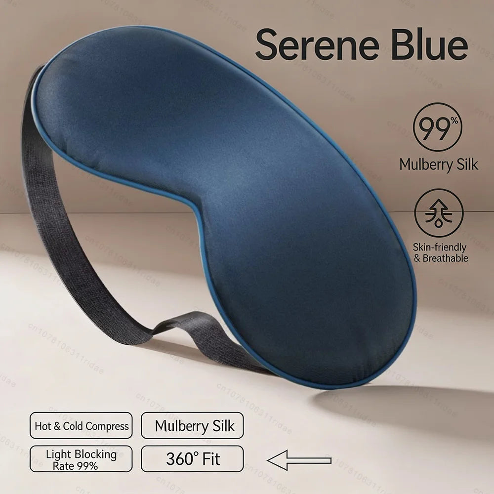 MERALL Mulberry Silk Sleep Eye Mask – 3D Blackout Eyeshade Silk Sleep Eye Mask PLUSH dark blue