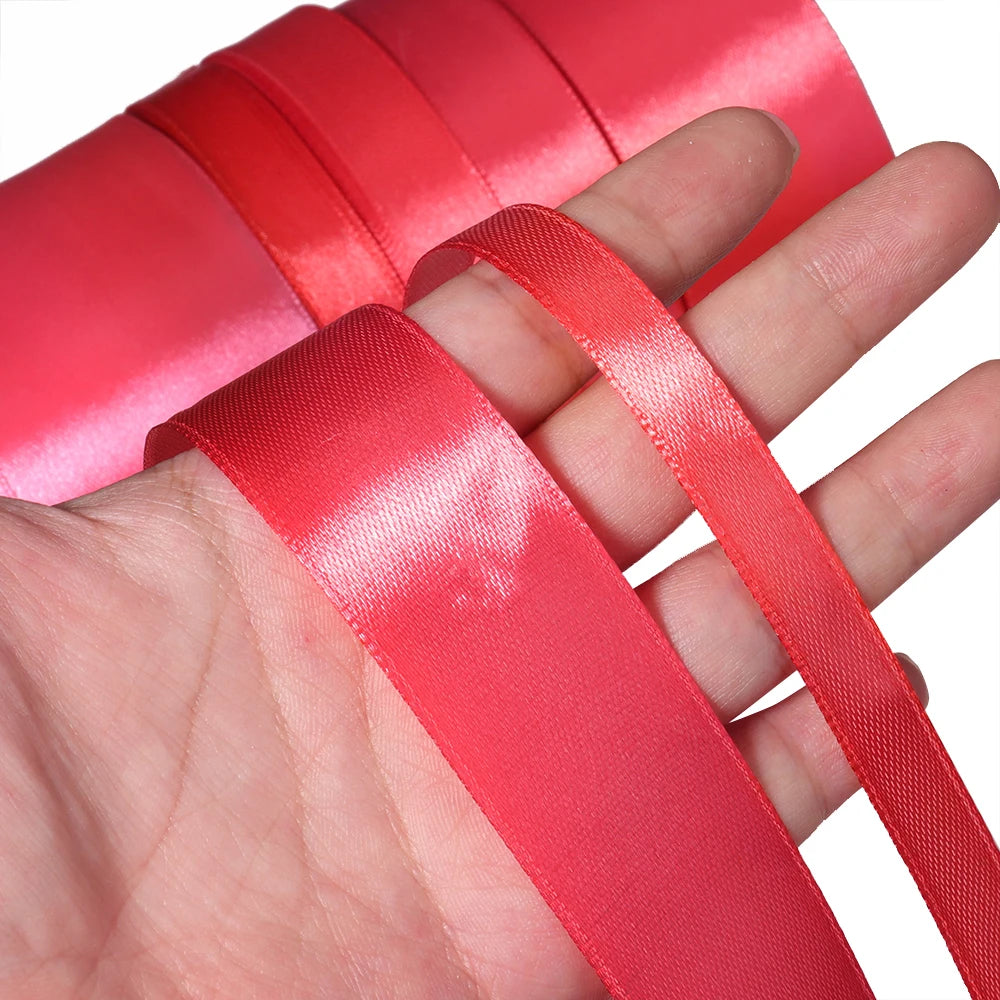25 Yards Red Satin Ribbon – Wedding & Gift Wrap, 7 Widths Satin Craft Ribbon PLUSH