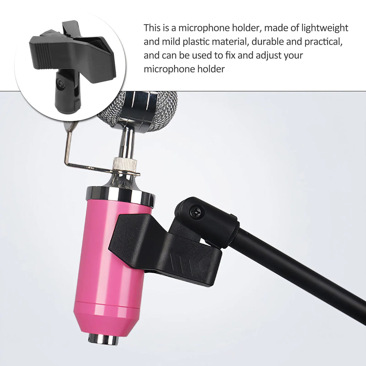 Universal Microphone Clips 6-Pack | Plastic Mic Holders for Stands Microphone Clip Holder PLUSH
