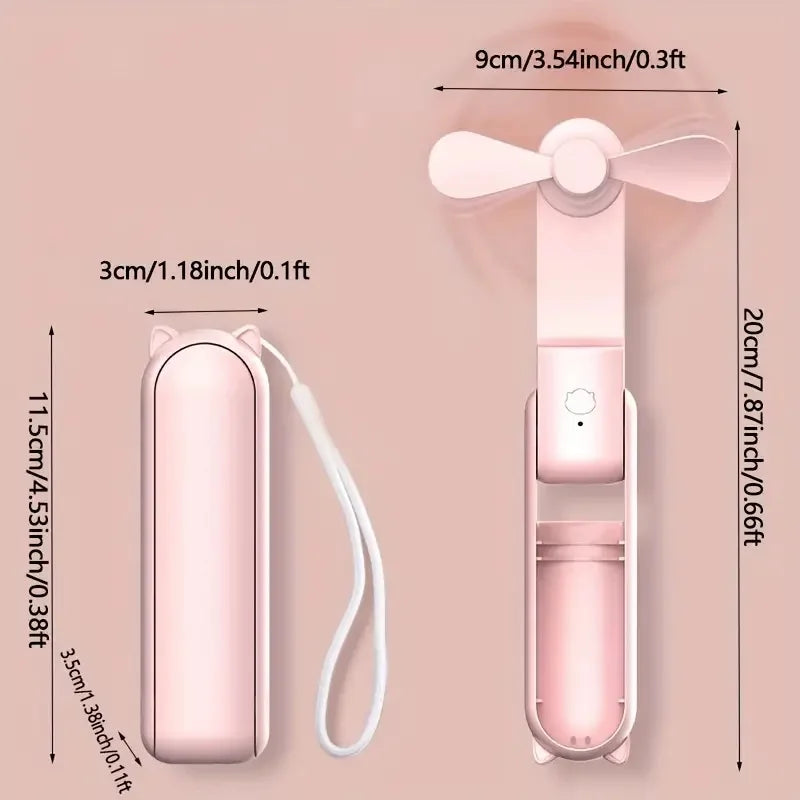 Portable Mini Foldable Handheld Fan – USB Rechargeable 3-Speed Handheld Fan PLUSH