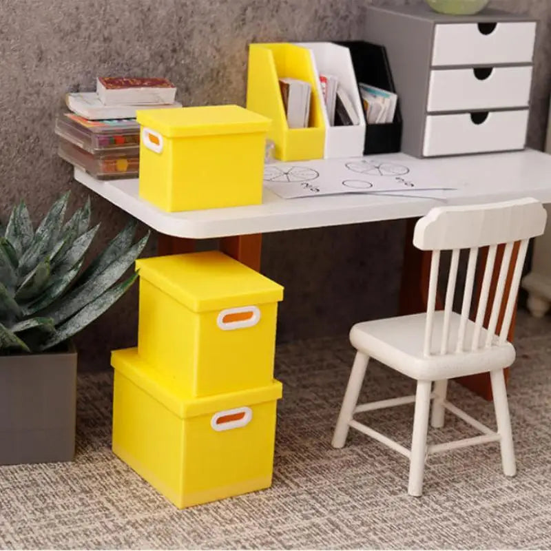 Dollhouse Mini Storage Boxes with Lids – Set of 3 | 1/6 Scale Dollhouse Accessories PLUSH