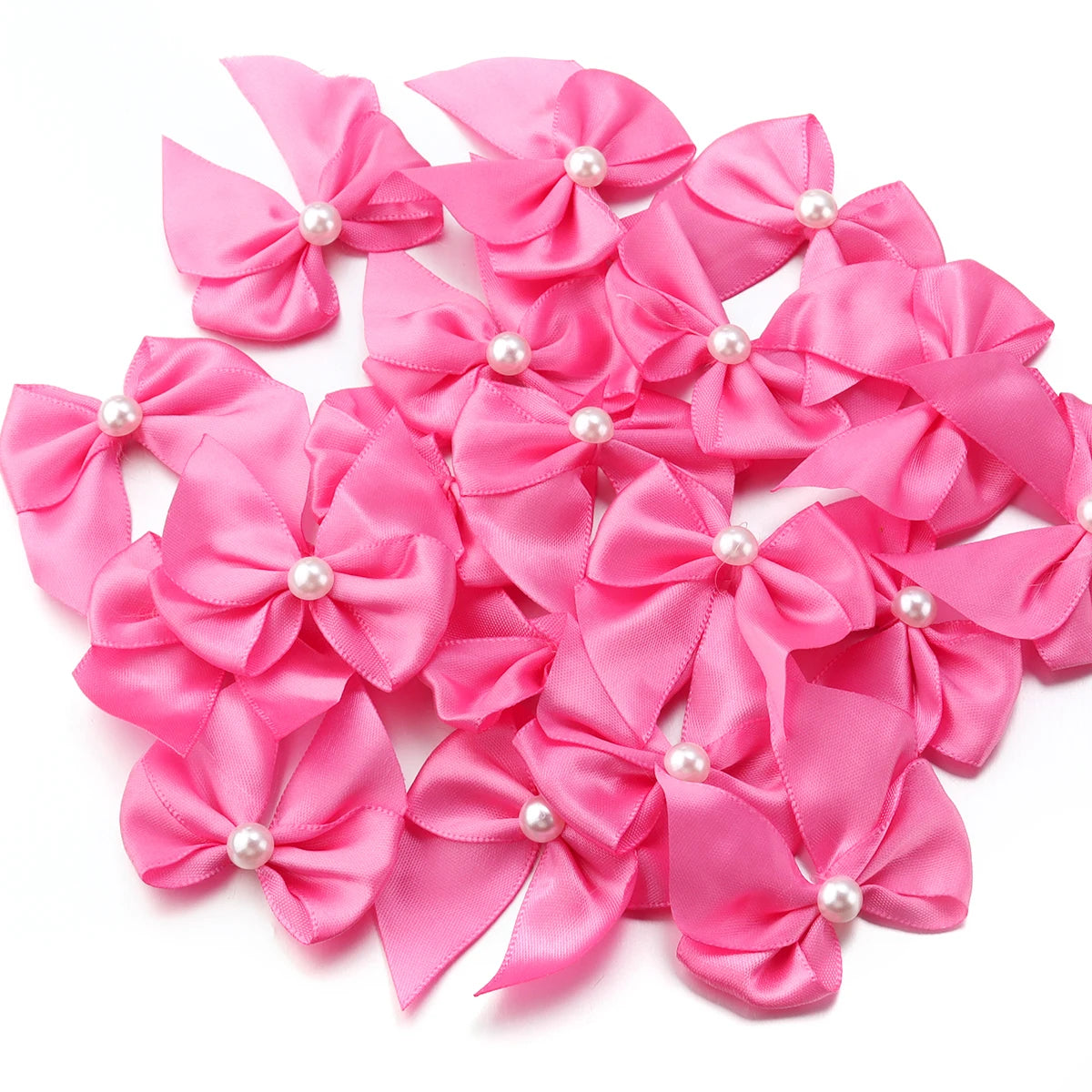 20pcs Satin Ribbon Bows 5.5x6cm – DIY Craft Decoration Satin Ribbon Bows PLUSH Pink 5.5cmx6cm