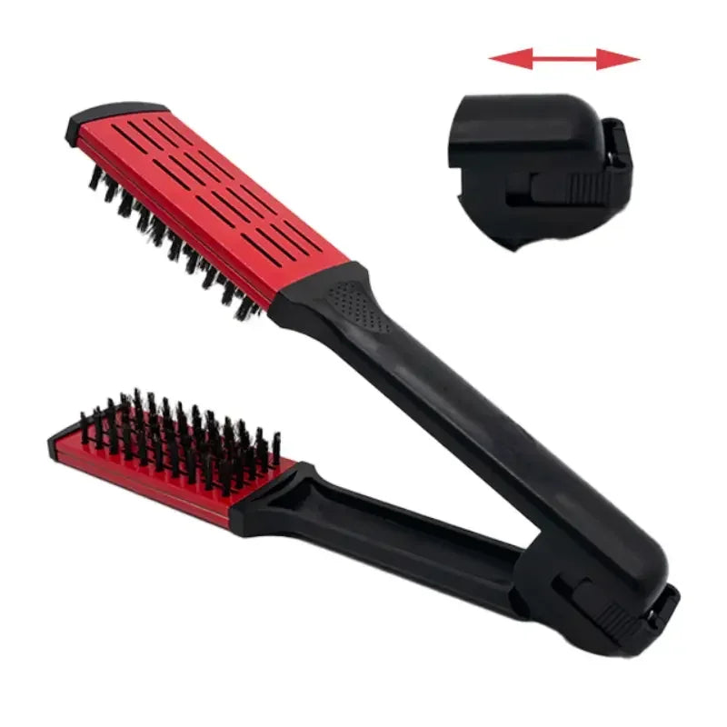 V-Shape Splint Hair Straightener Comb – Double Sided Brush Hair Styling Comb PLUSH