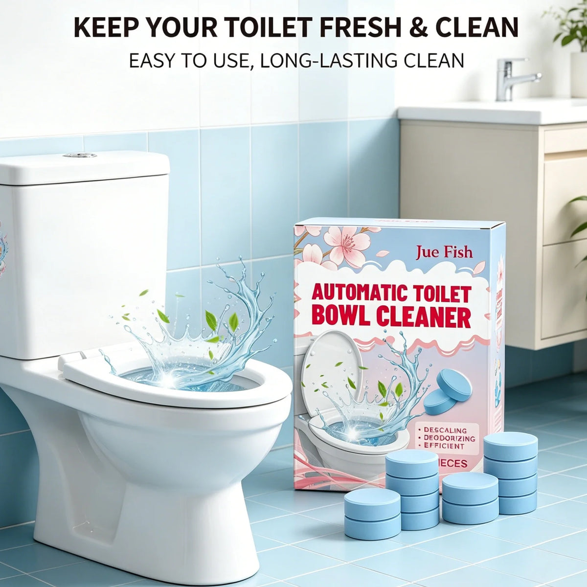 Toilet Cleaning Effervescent Tablets 12pc – Deodorizing Cleaner Toilet Cleaning Tablets PLUSH