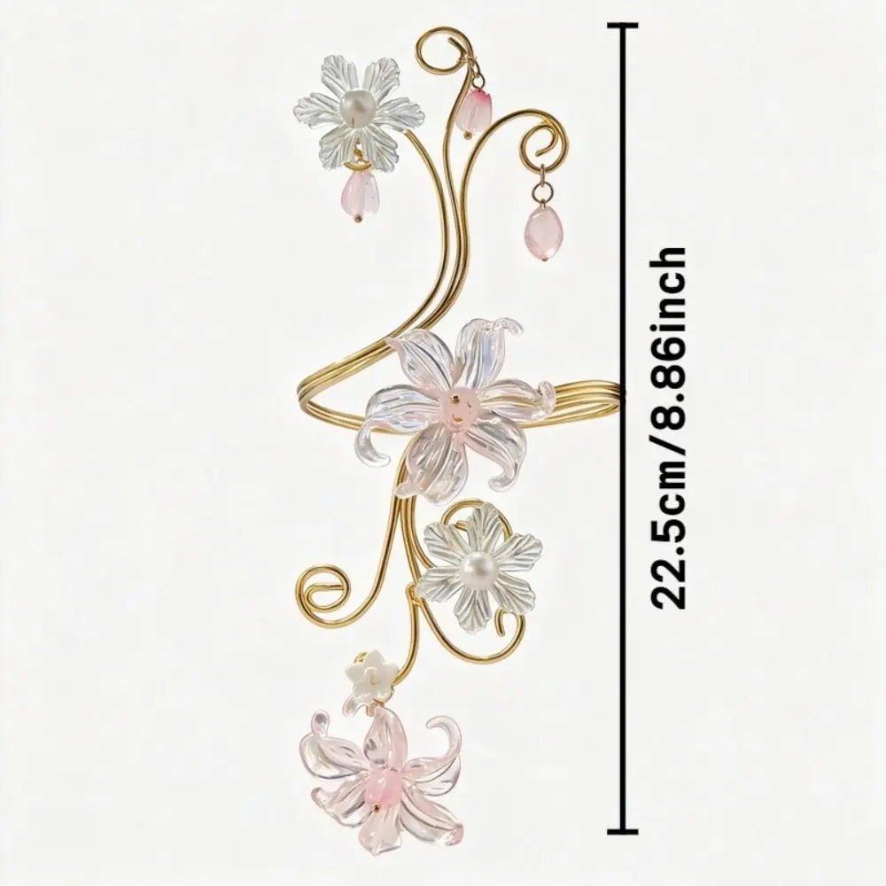 Iris Flower Hollow Cuff Bracelet – Adjustable Floral Bangle Floral Cuff Bracelet PLUSH