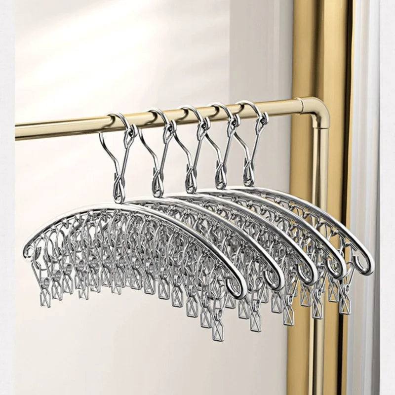 Stainless Steel Clothes Drying Hanger – 10/20 Windproof Pegs Laundry Drying Hanger PLUSH