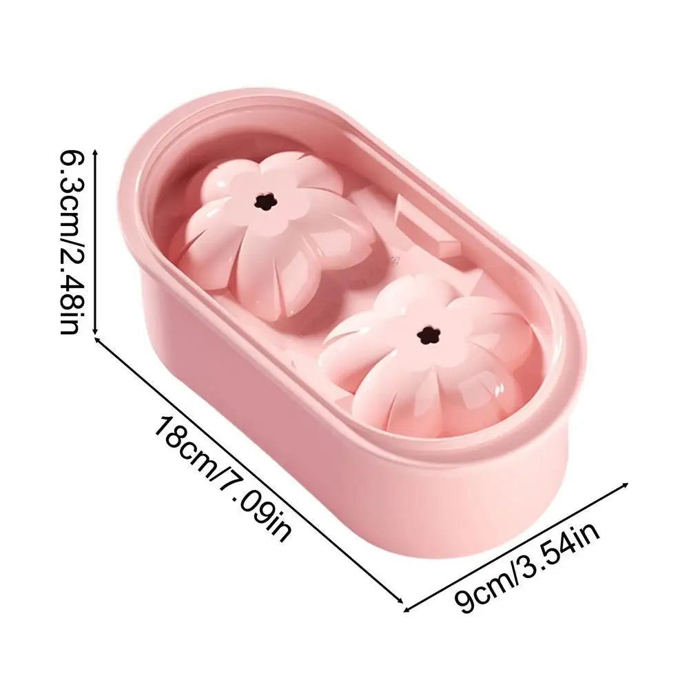Flower Shape Ice Ball Mold – Reusable 2-Cavity Ice Tray Ice Ball Mold PLUSH Pink