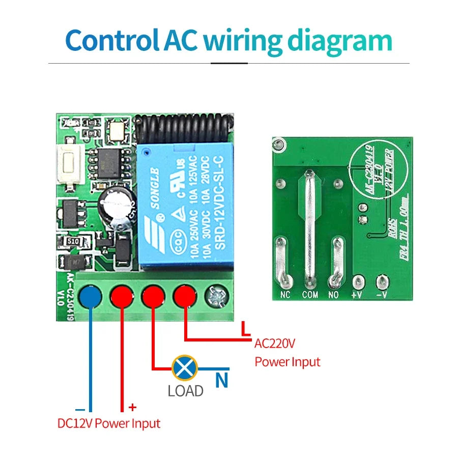 DC 12V RF 433MHz Relay Receiver Remote Control Switch Module RF Relay Receiver Module PLUSH