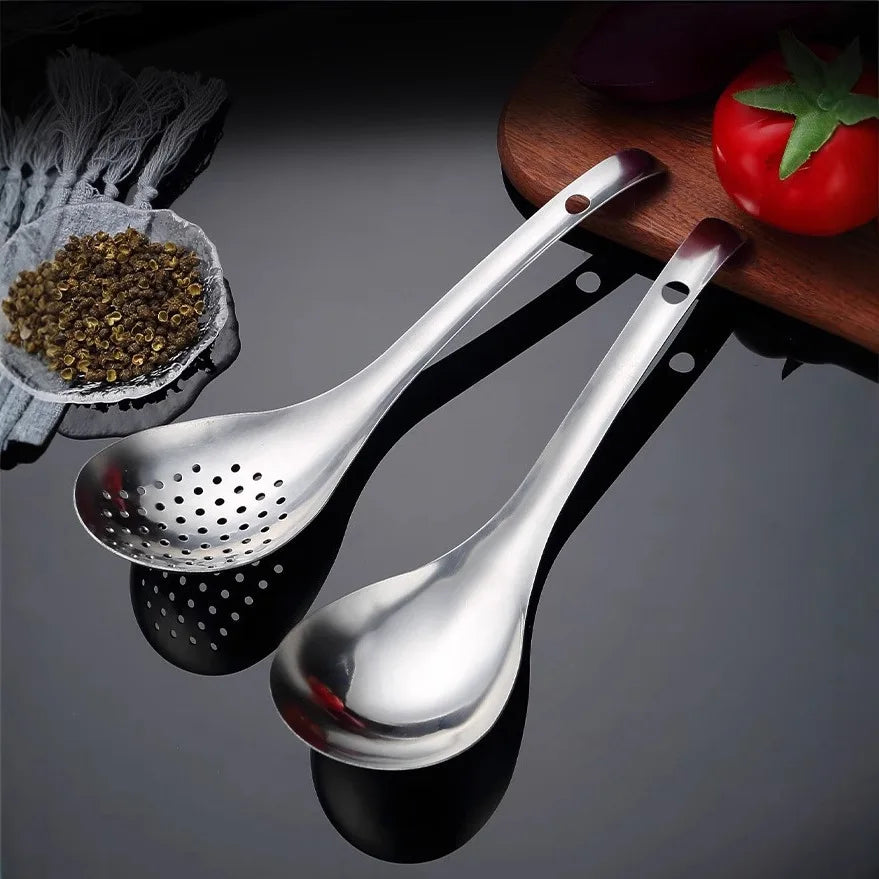 304 Stainless Steel Skimmer Spoon – Perforated Strainer Ladle Kitchen Strainer Skimmer PLUSH