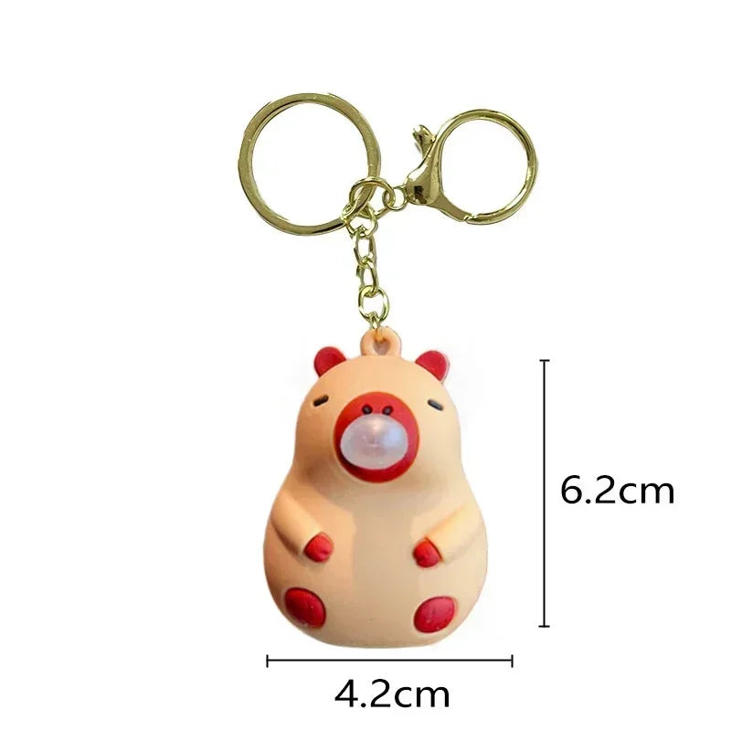 Capybara Bubble Blowing Keychain – Squeeze Toy Backpack Charm Novelty Keychain Toy PLUSH