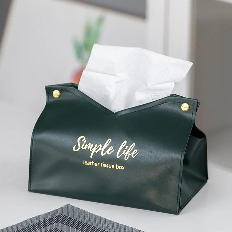 Leather Tissue Box Cover | Napkin Holder for Home, Car & Hotel Tissue Box Cover PLUSH
