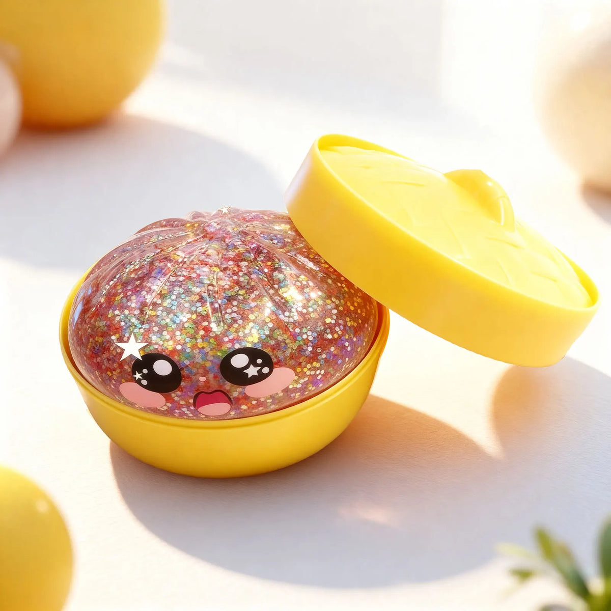 Glitter Dumplings Squishy Toy with Steamer | Slow Rise Fidget Squishy Fidget Toy PLUSH B