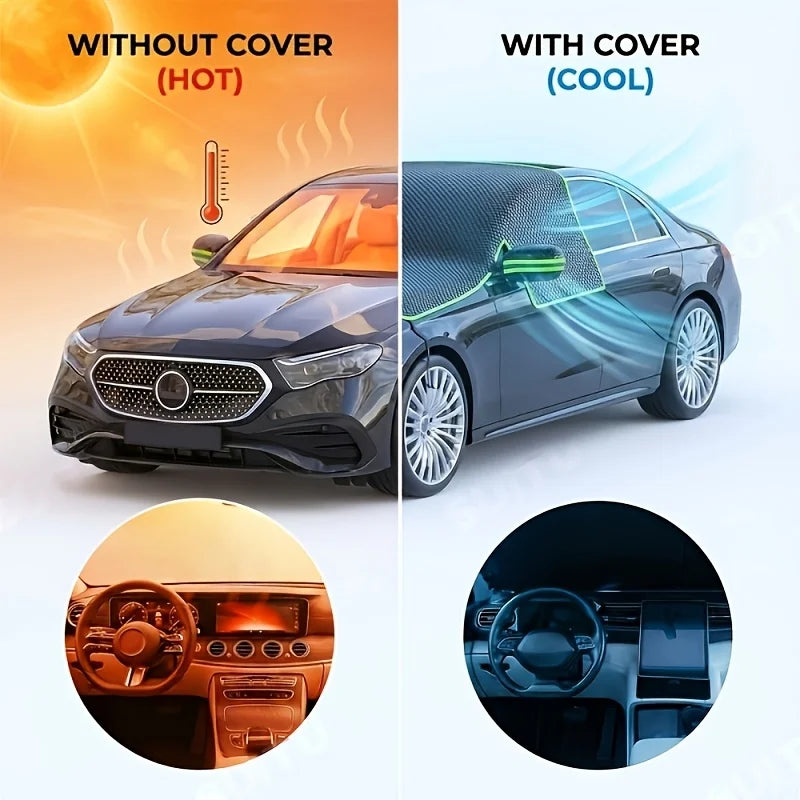 Magnetic Windshield Snow Cover with Reflective Strips Windshield Snow Cover PLUSH