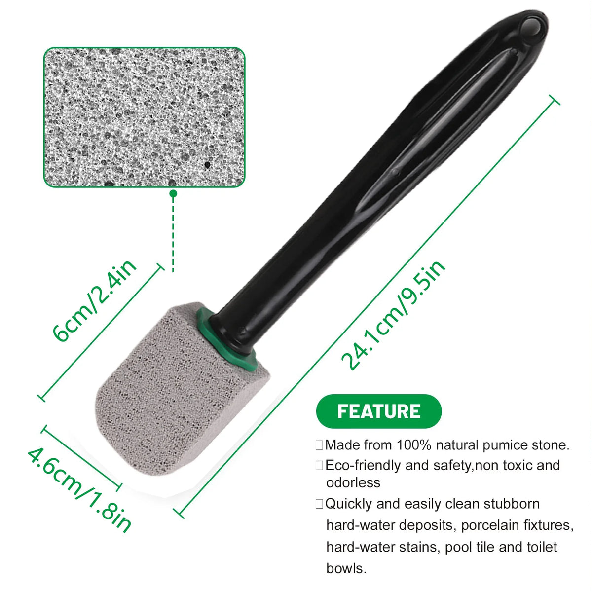 5-Piece Pumice Stone Toilet Bowl Cleaner & Multipurpose Brush Pumice Cleaning Brush PLUSH Black 1