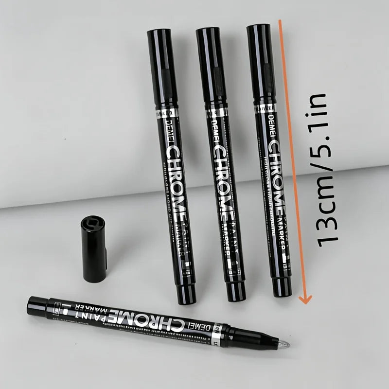 Chrome Mirror Marker Pen 2mm – Gold & Silver Reflective Paint Metallic Paint Marker PLUSH