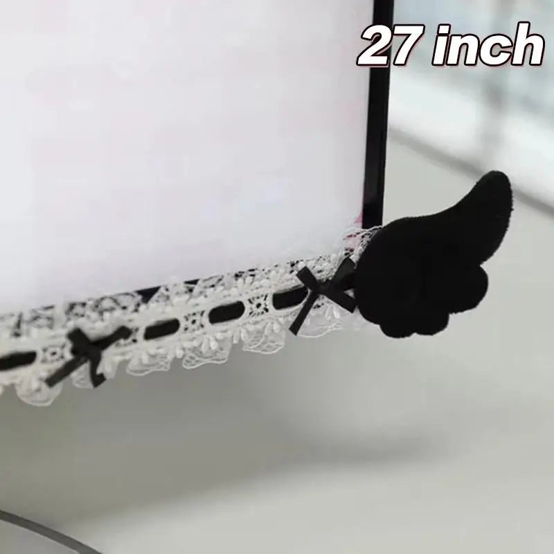 Black Bow Lace Wing Monitor Border Decor Strip Stickers Monitor Decor Sticker PLUSH B1