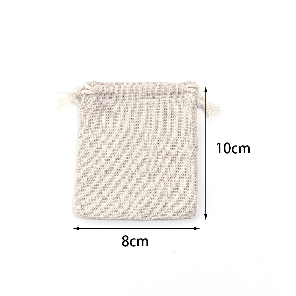 Linen Drawstring Pouches 5-10pk – Cotton Gift Bags for Jewelry Drawstring Gift Pouches PLUSH 8x10cm x 10pcs as show