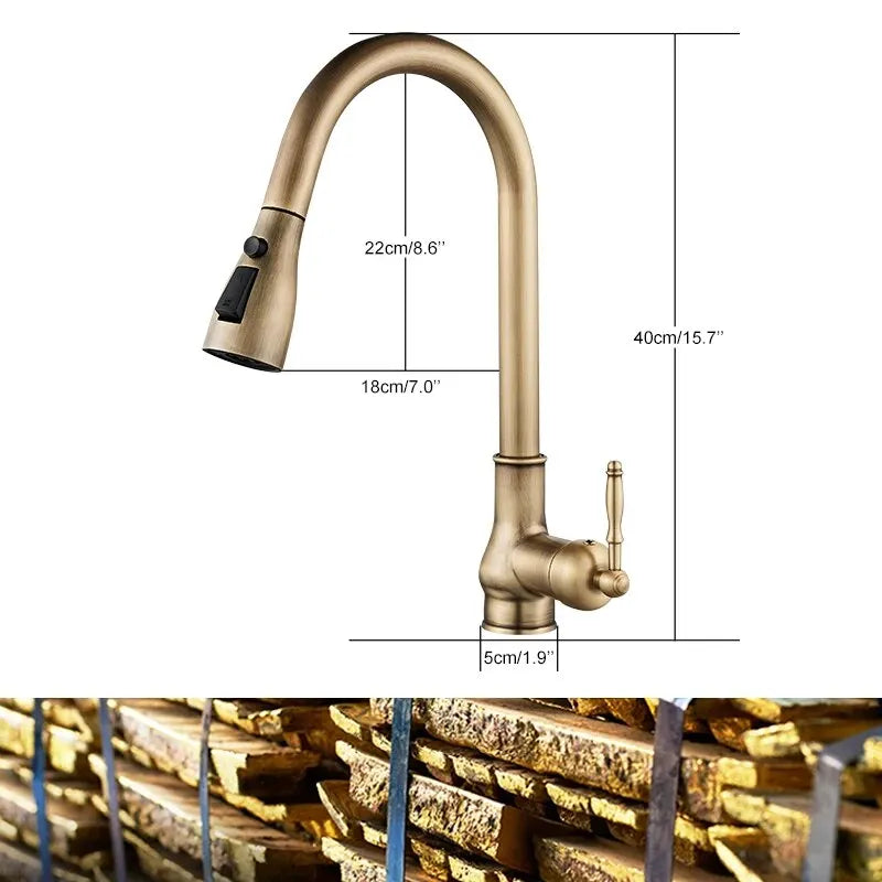 Pull Out Kitchen Faucet Antique Bronze Single Handle | EL9021 Kitchen Faucet PLUSH