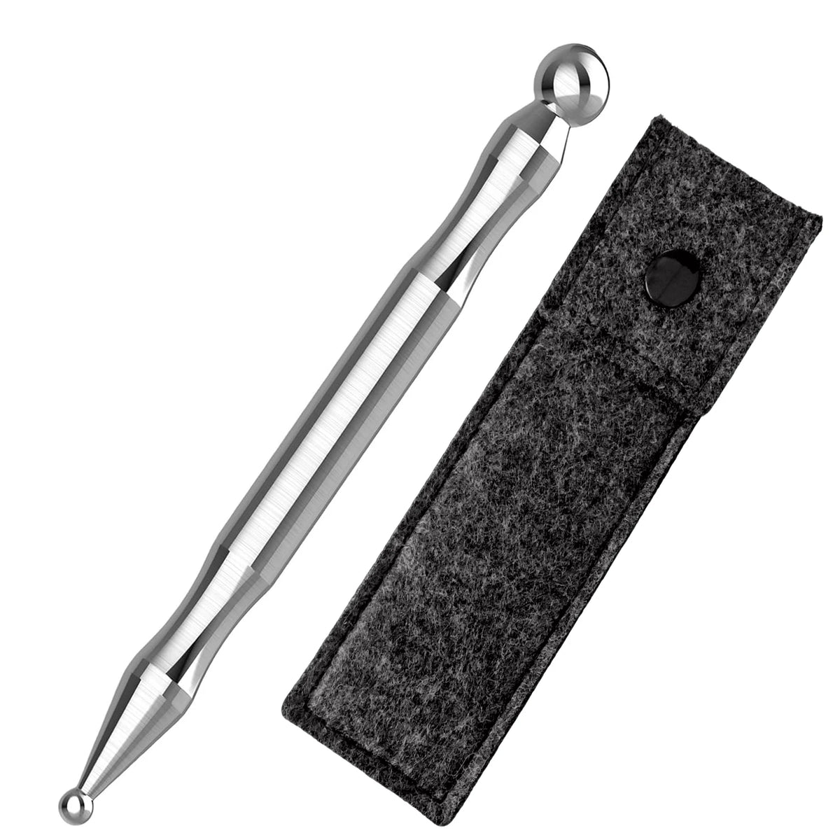 Stainless Steel Acupressure Pen – Dual Head Body Massager Tool Acupressure Massage Tool PLUSH 1 Pen with Bag 1