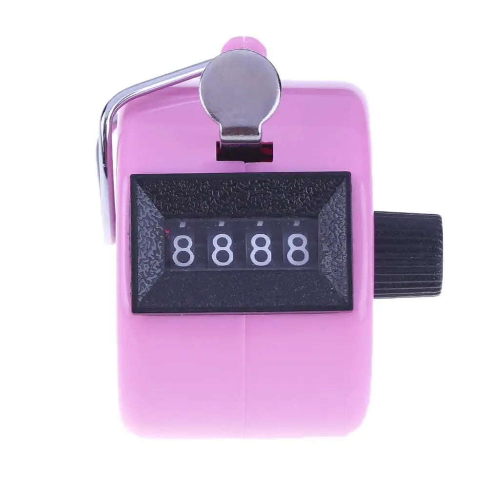 4-Digit Metal Hand Tally Counter – Manual Clicker Counter Manual Tally Counter PLUSH pink