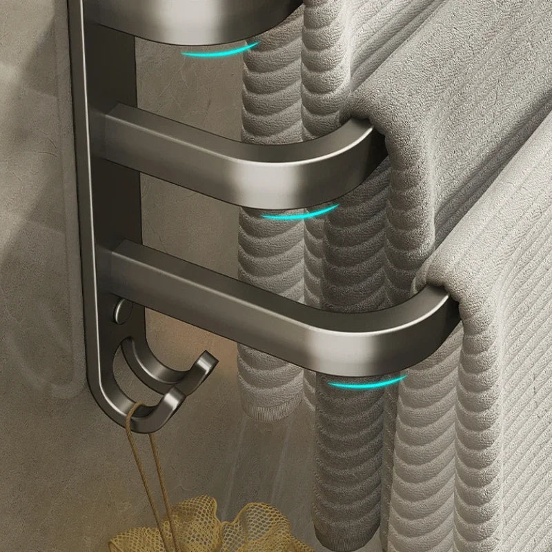 Gun Gray 3-Tier Wall Mounted Towel Rack – Space Aluminum Bathroom Towel Rack PLUSH