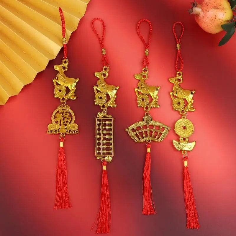 Chinese New Year 2027 Goat Lucky Tassel Hanging Ornament Holiday Hanging Ornament PLUSH