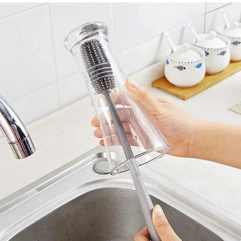 Long Handle Silicone Bottle Brush & Cup Scrubber | Kitchen Bottle Cleaning Brush PLUSH